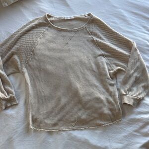 Beige Oversized Waffle Knit top